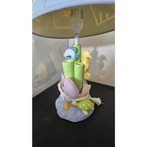 Kids Nursery Lamp Ocean Sea Life Theme Blue Green Aqua with Shade - Picture 2 of 10